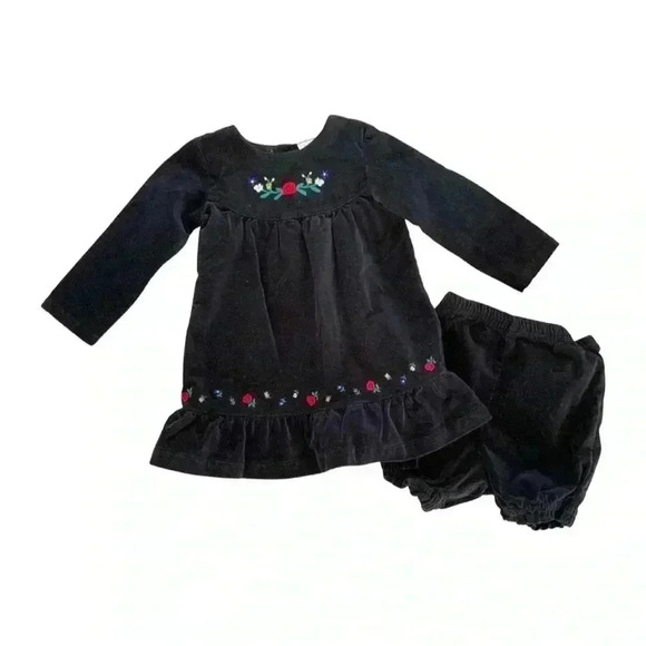 Hanna Andersson Velvet Embroidered Dress 2T - Picture 1 of 4